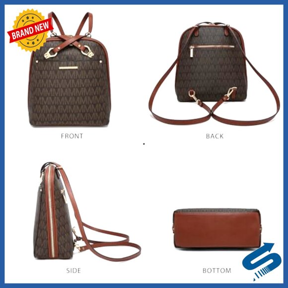 Convertible Backpack Purse for Women, Water-Resistant Faux Leather, 12\
